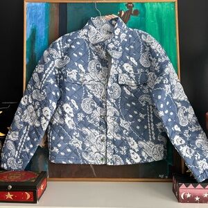 Mexx Quilted Jacket with Blue and White Bandanna Pattern Small